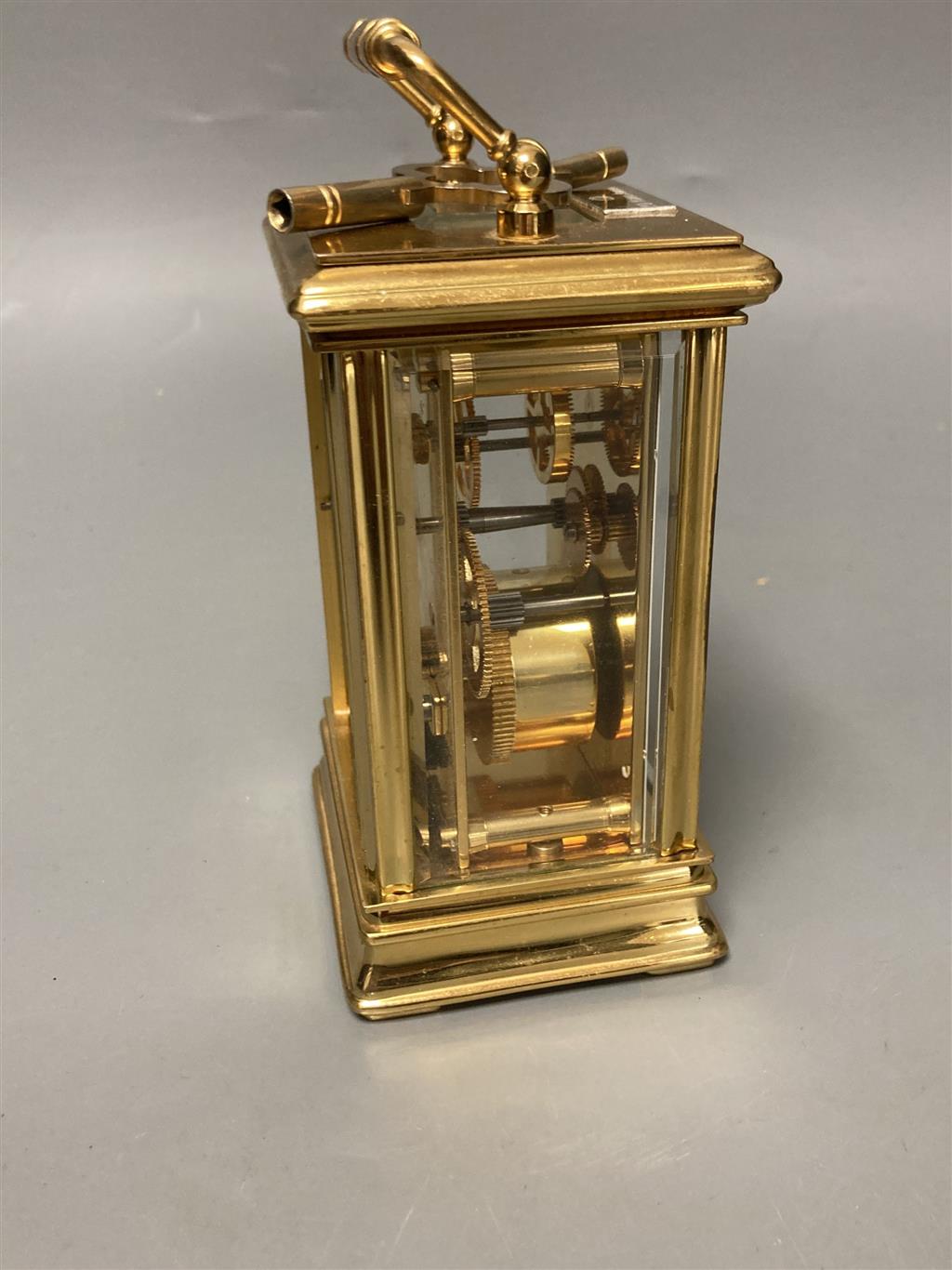 A modern French brass cased eight day presentation carriage timepiece